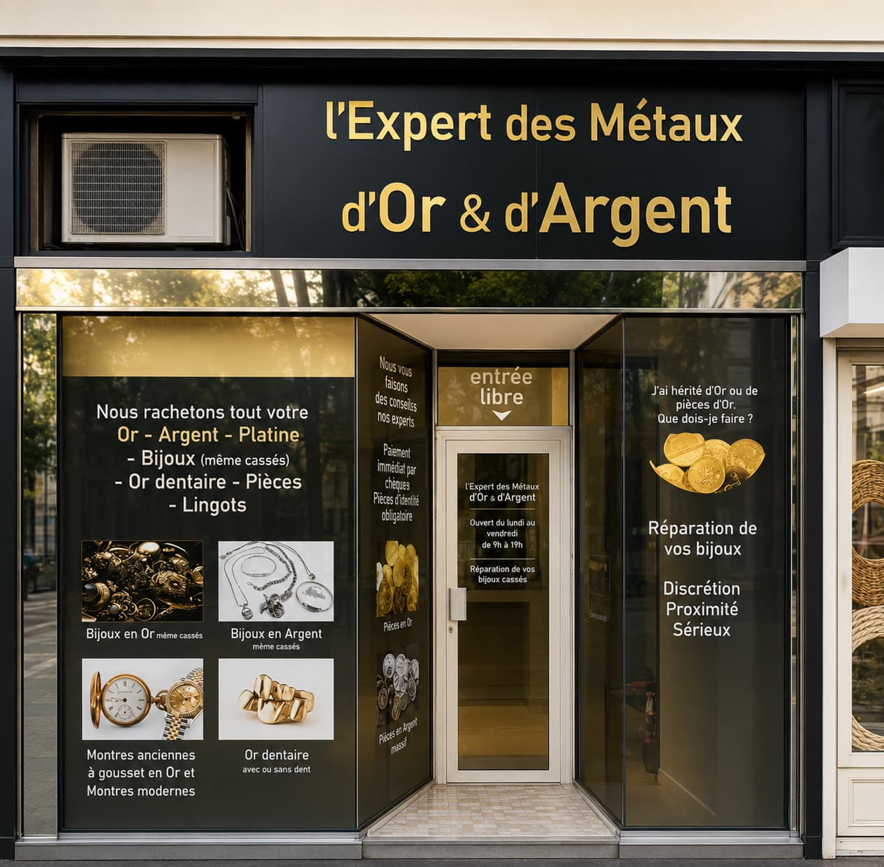 Devanture de L'Expert des Métaux d'Or et d'Argent, Lyon